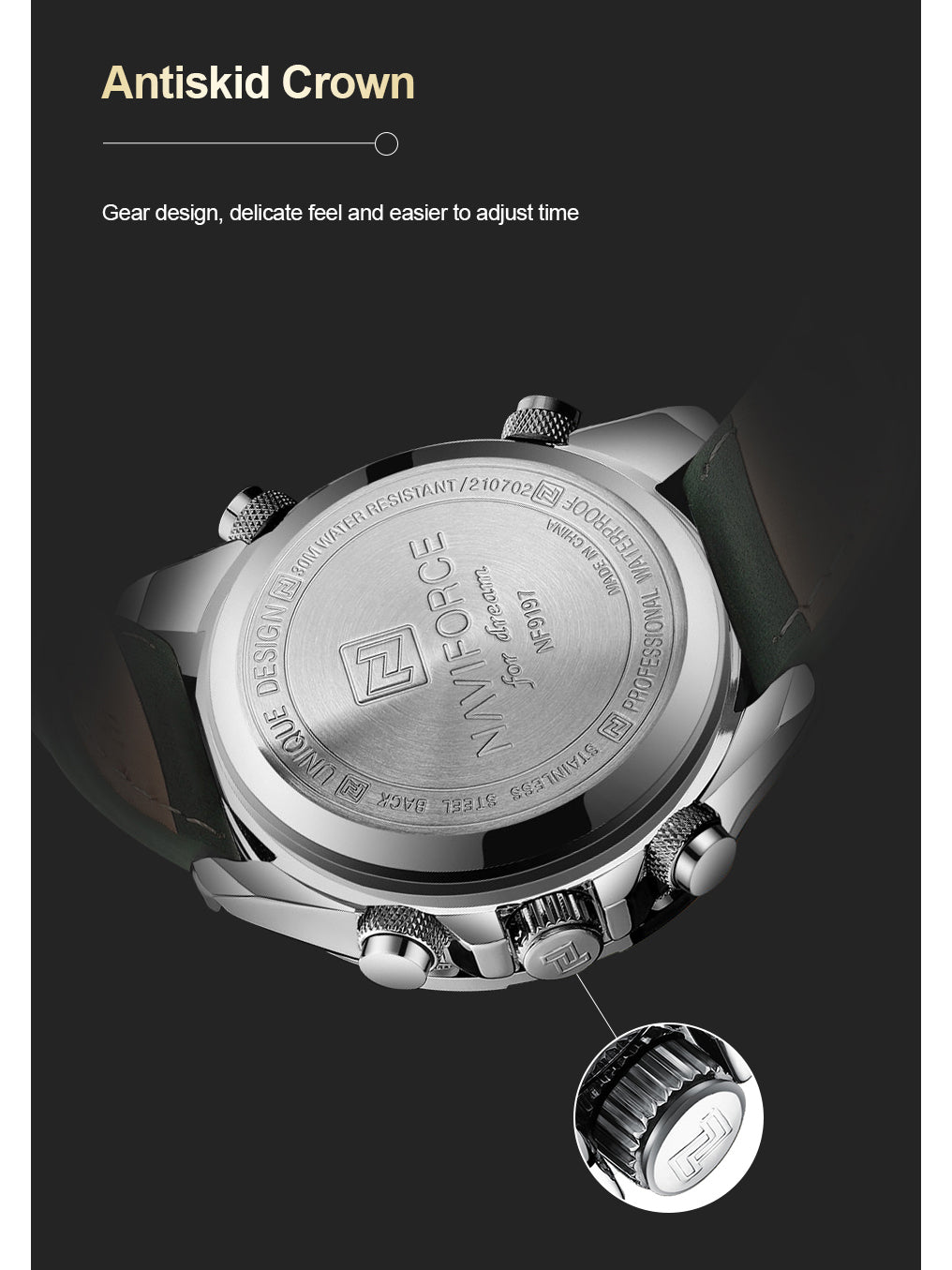 NF9197L Green leather ana-digital watch for men - NAVIFORCE