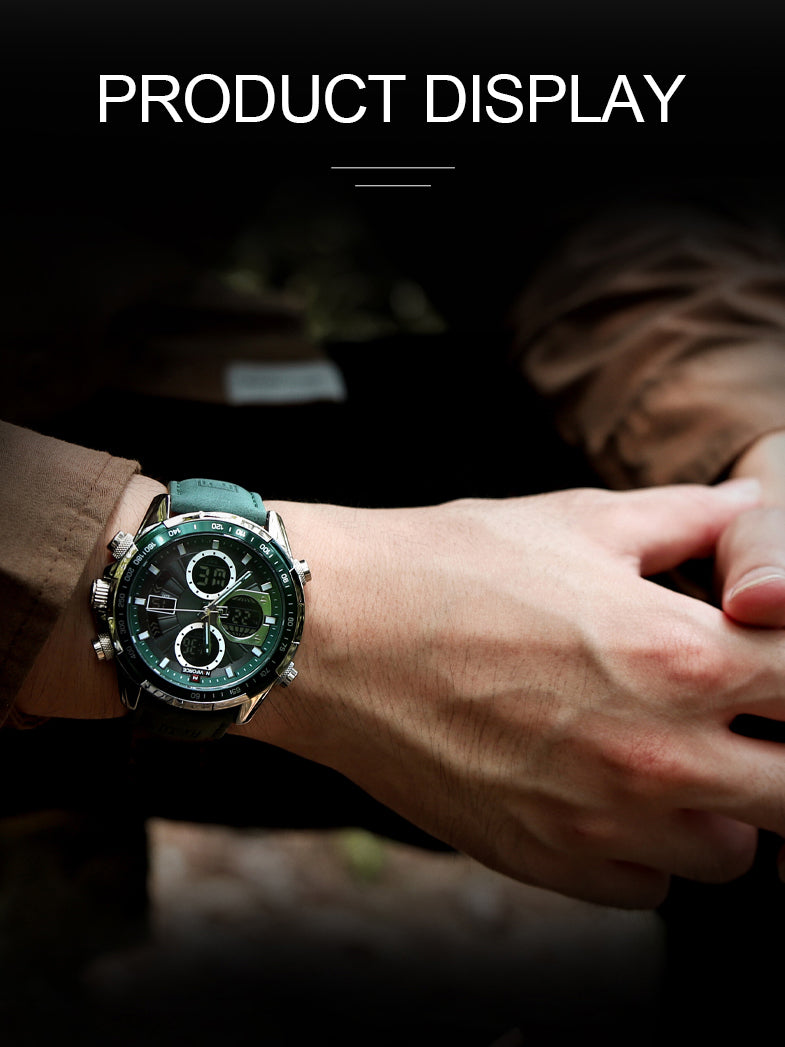 NF9197L Green leather ana-digital watch for men - NAVIFORCE