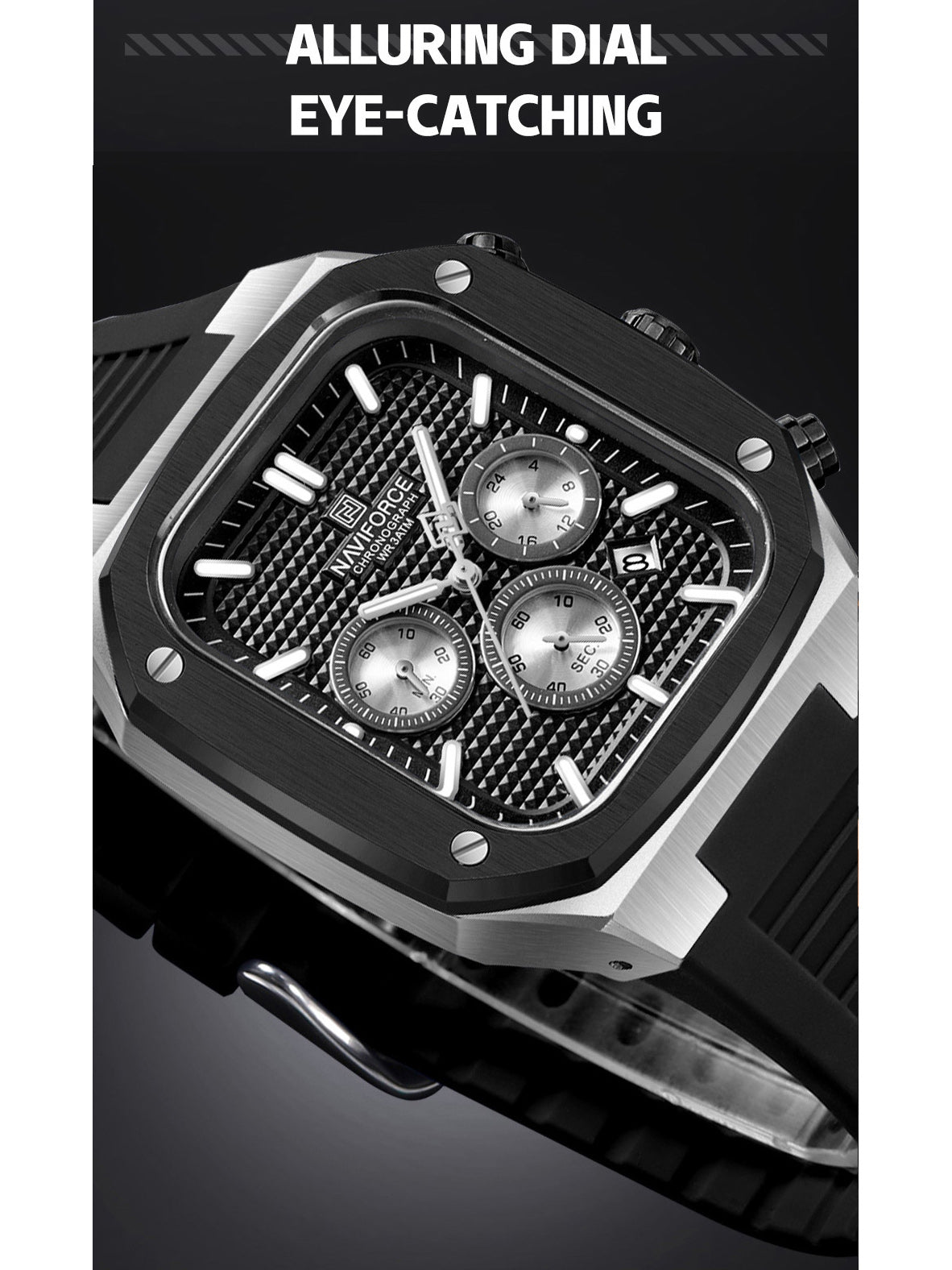 NF8037 chrome chronograph watch for men - NAVIFORCE