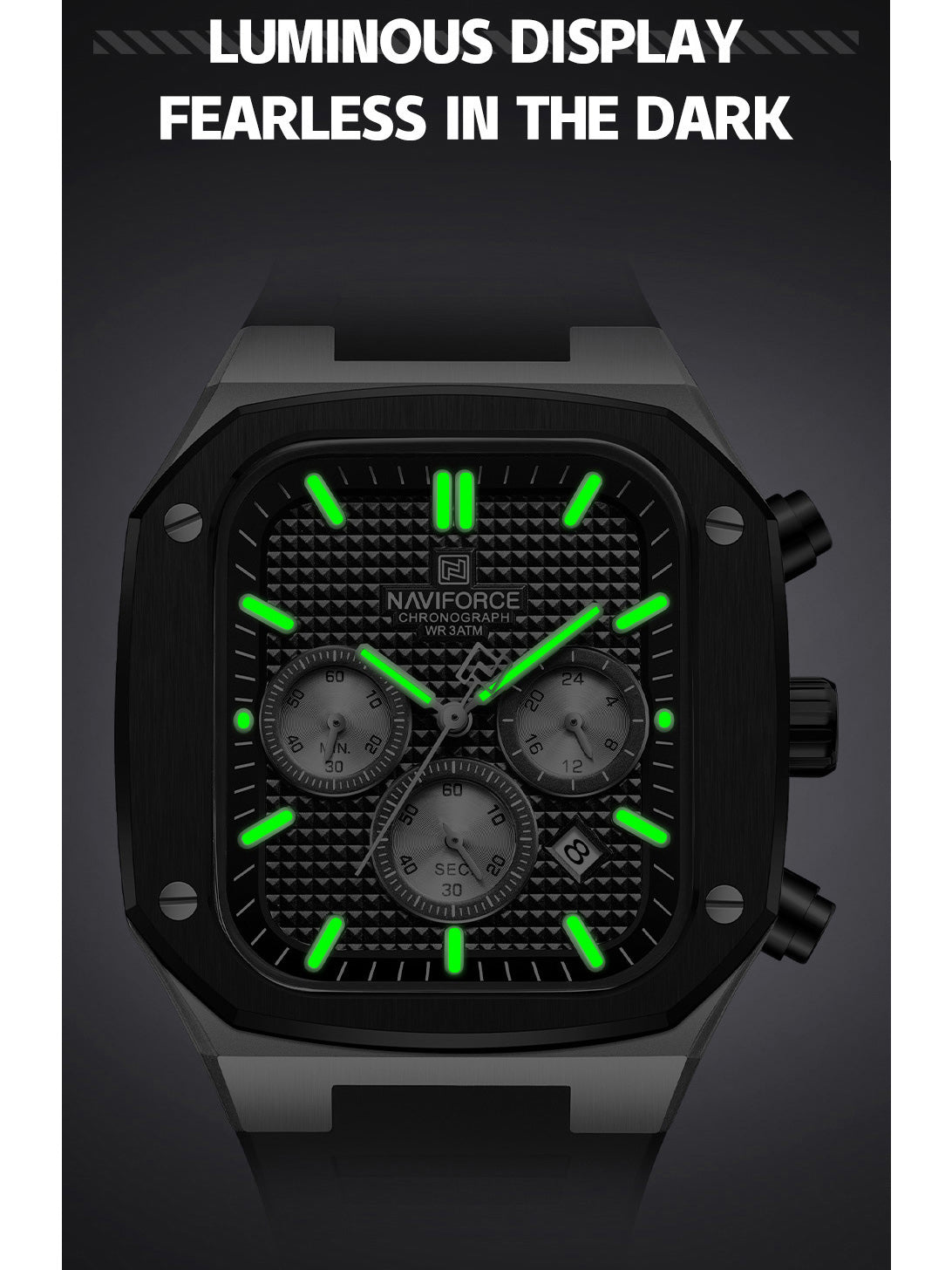 NF8037 chrome chronograph watch for men - NAVIFORCE