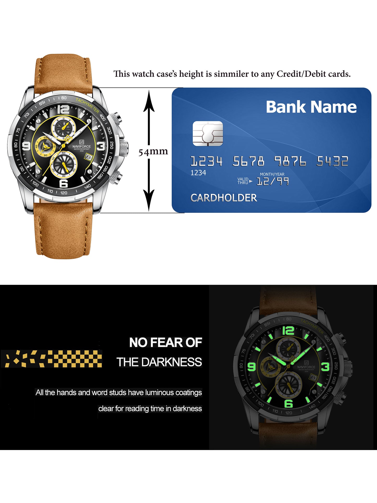 NF8020L Brown Chronograph watch for men - NAVIFORCE