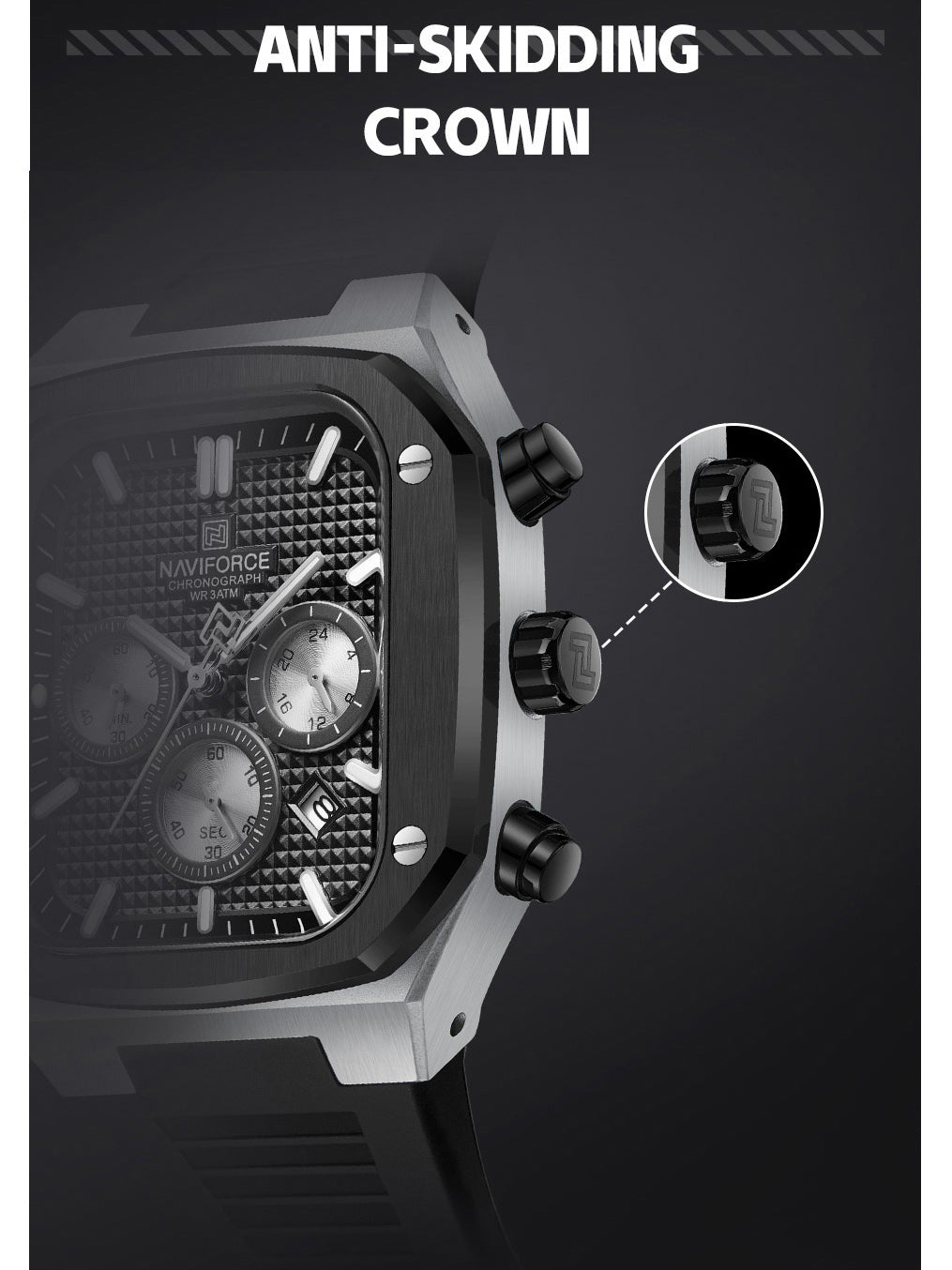 NF8037 chrome chronograph watch for men - NAVIFORCE