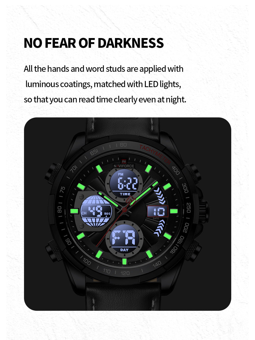 NF9197L Black leather ana-digital watch for men - NAVIFORCE