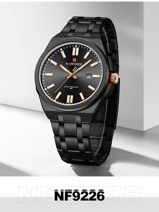NF9226 Black-Rosegold Analog time&date watch for men - NAVIFORCE