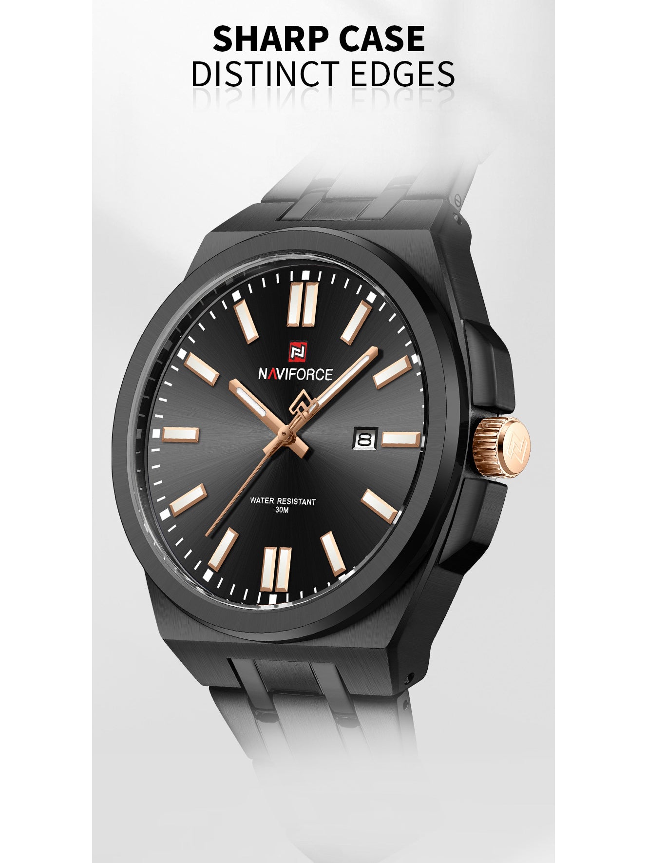 NF9226 Black-Rosegold Analog time&date watch for men - NAVIFORCE