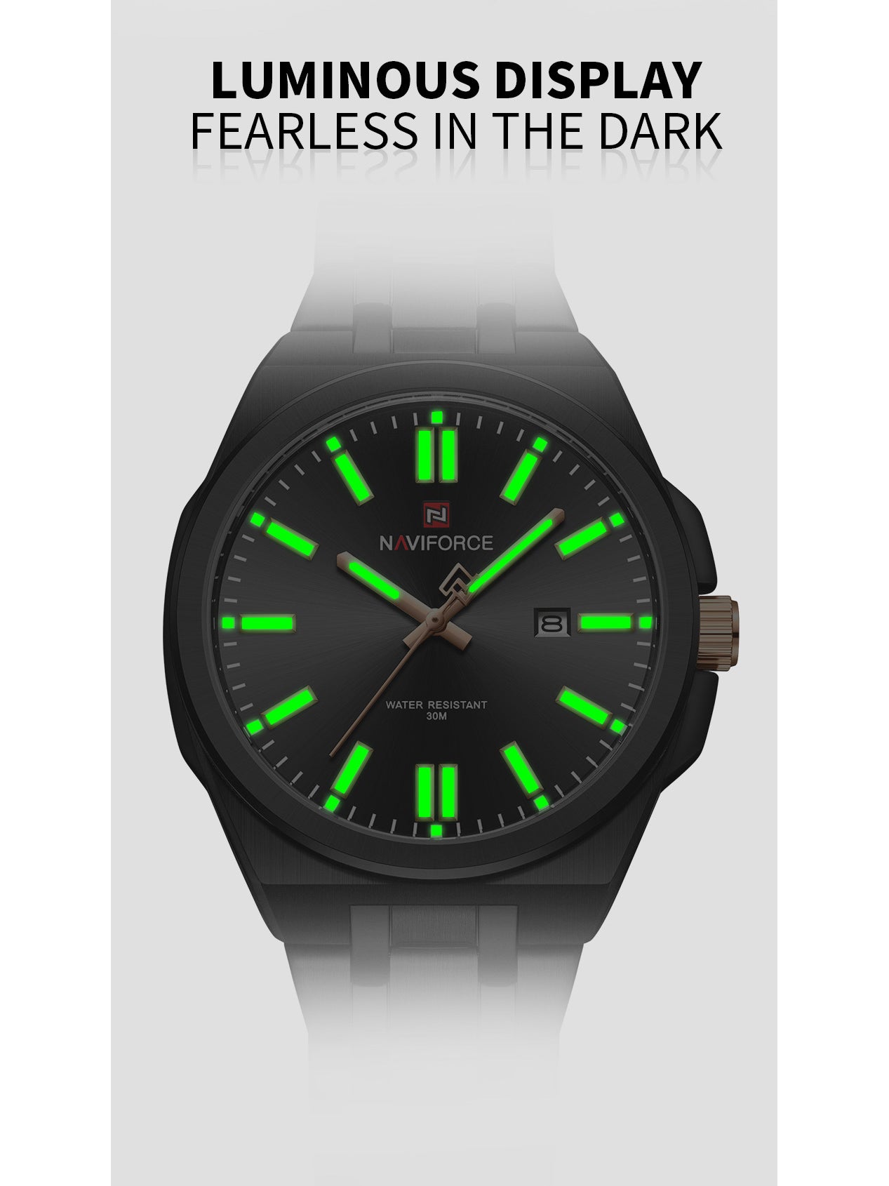 NF9226 Black-Rosegold Analog time&date watch for men - NAVIFORCE