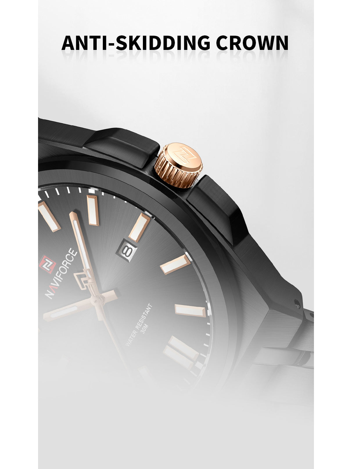 NF9226 Black-Rosegold Analog time&date watch for men - NAVIFORCE