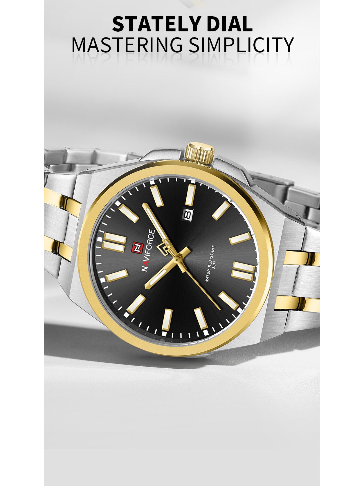 NF9226 Silver-Gold Analog time&date watch for men - NAVIFORCE