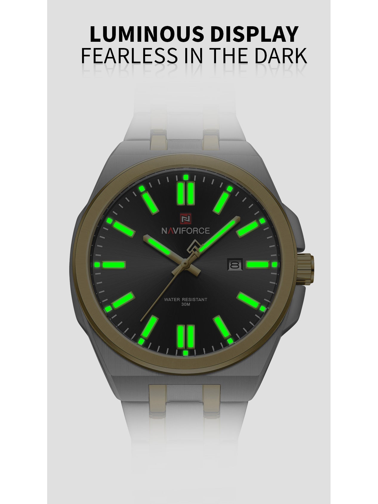 NF9226 Silver-Gold Analog time&date watch for men - NAVIFORCE