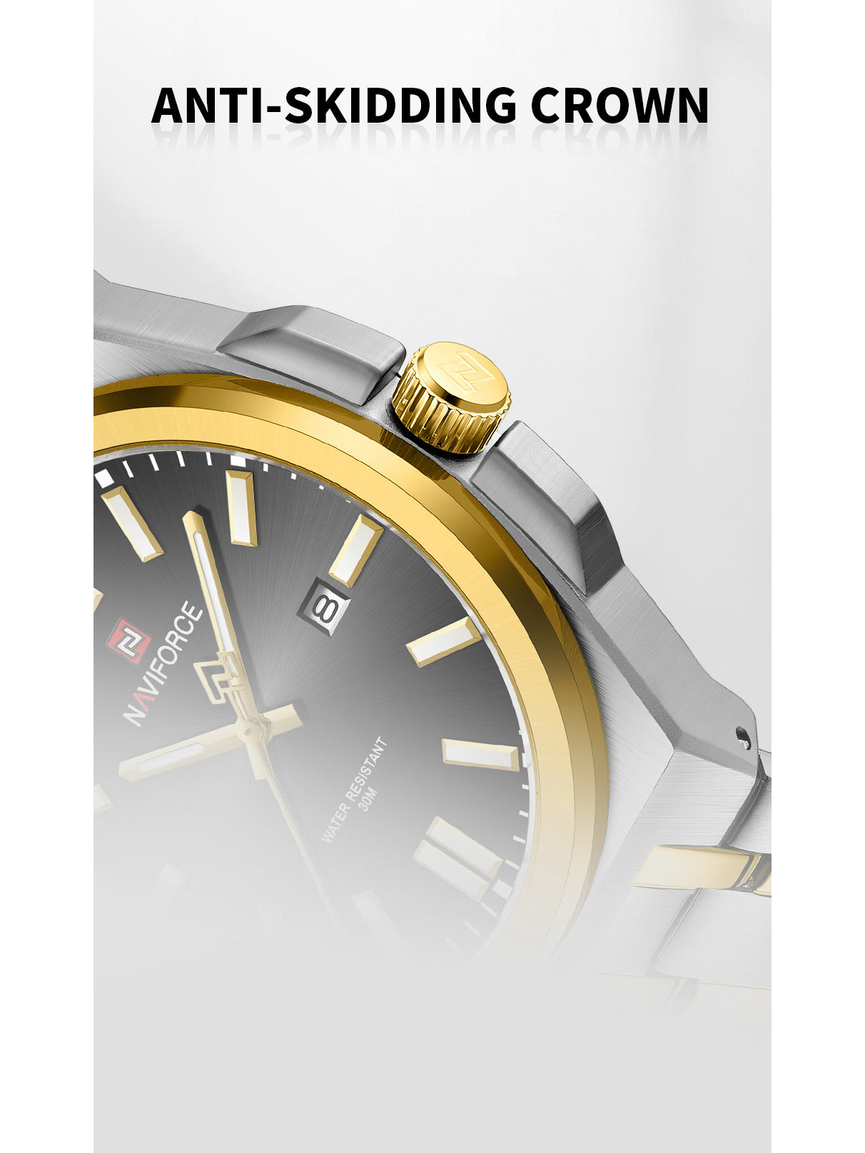 NF9226 Silver-Gold Analog time&date watch for men - NAVIFORCE