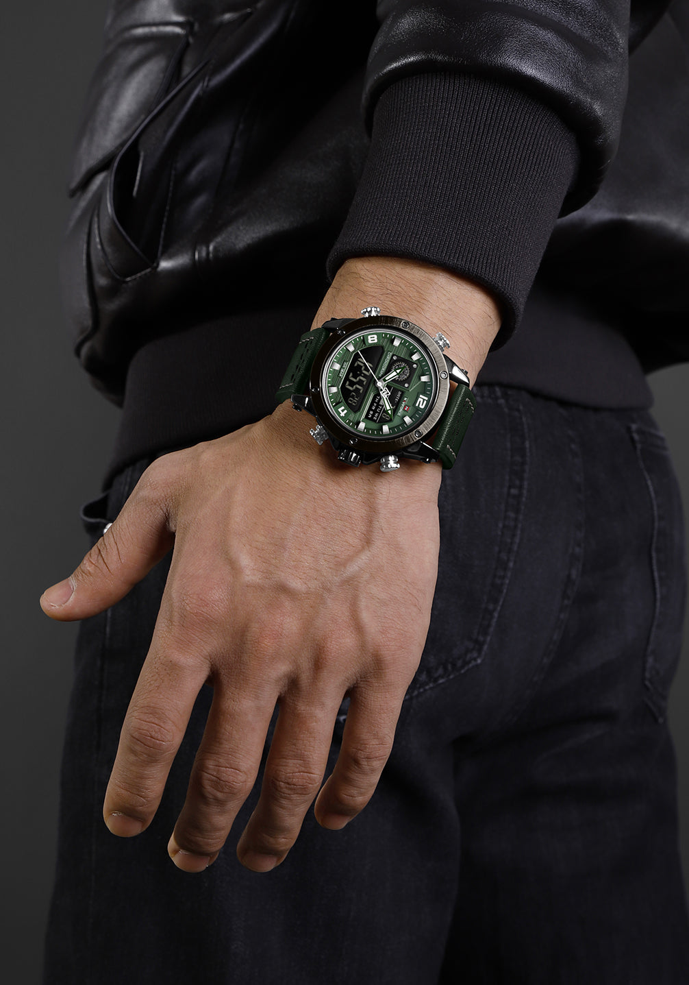 Naviforce NF9236 Green Strap Military Style Analog-Digital Watch
