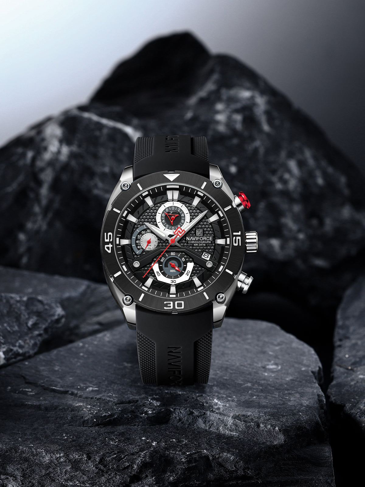 NF8038 Black Multi-Function Chronograph men watch - NAVIFORCE