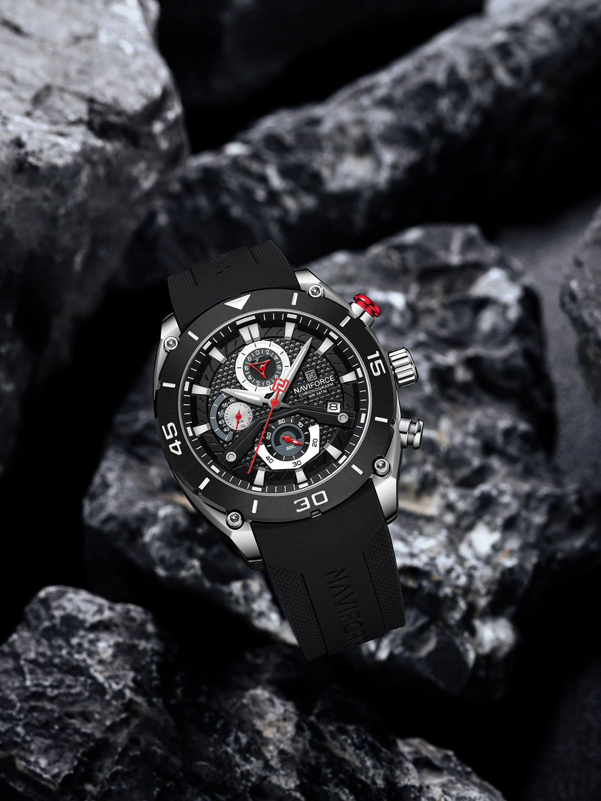 NF8038 Black Multi-Function Chronograph men watch - NAVIFORCE
