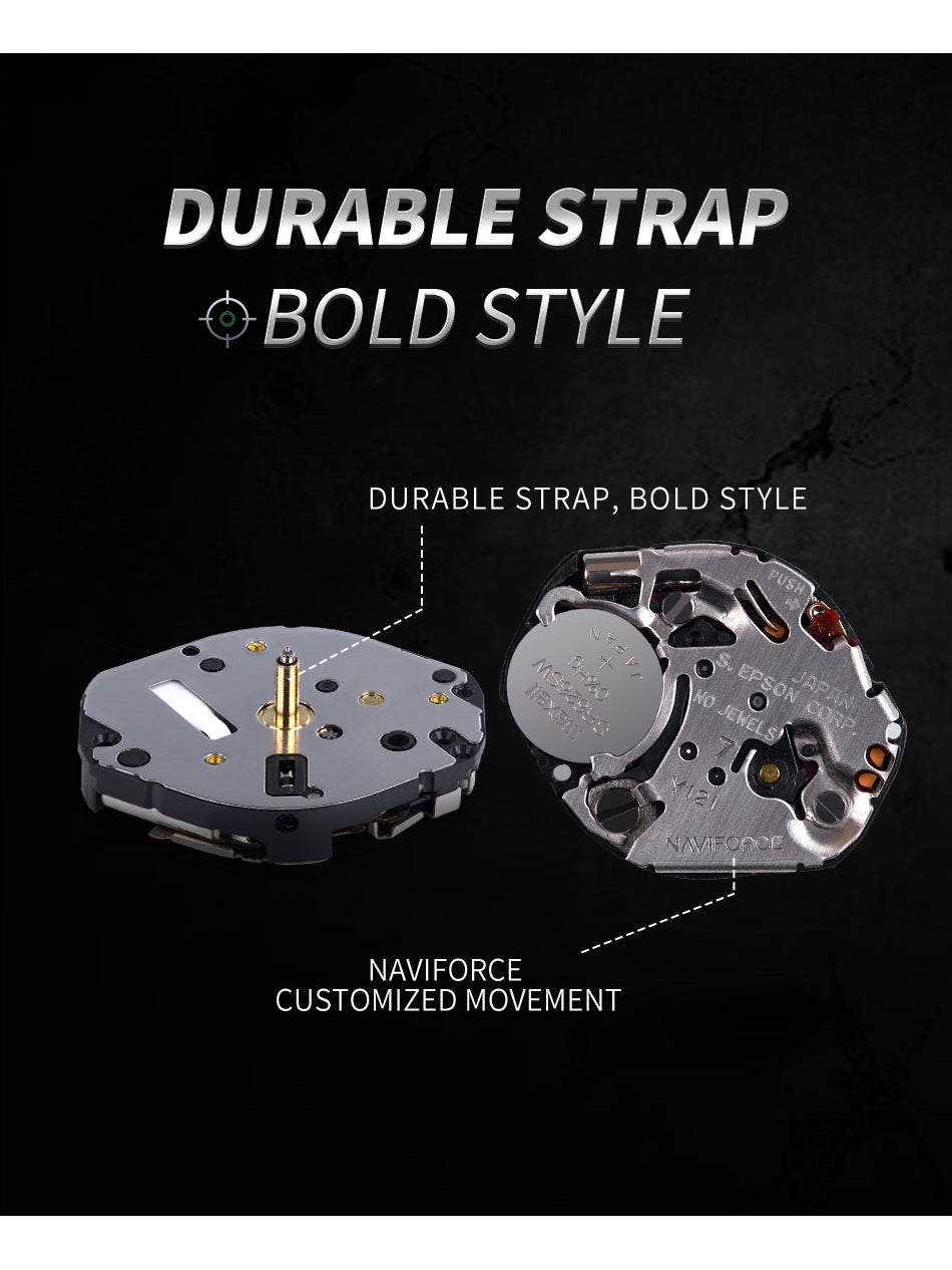 NF9223 Black-Rosegold Silicone strap digi-analog mens watch - NAVIFORCE