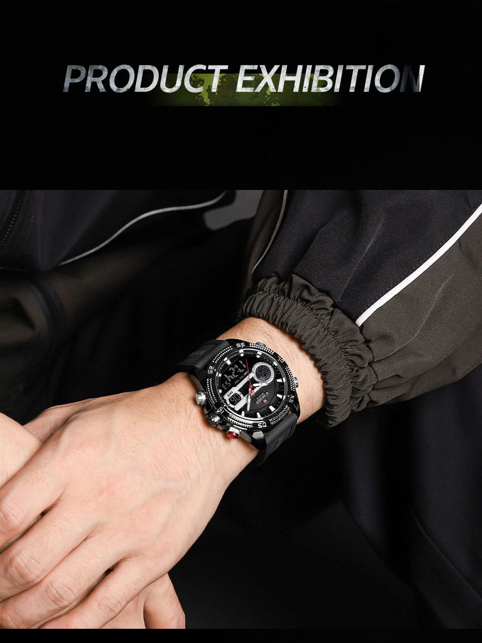 NF9223 Black Silicone strap digi-analog mens watch - NAVIFORCE