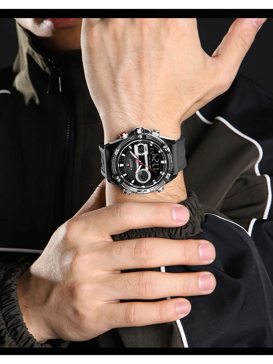 NF9223 Black Silicone strap digi-analog mens watch - NAVIFORCE