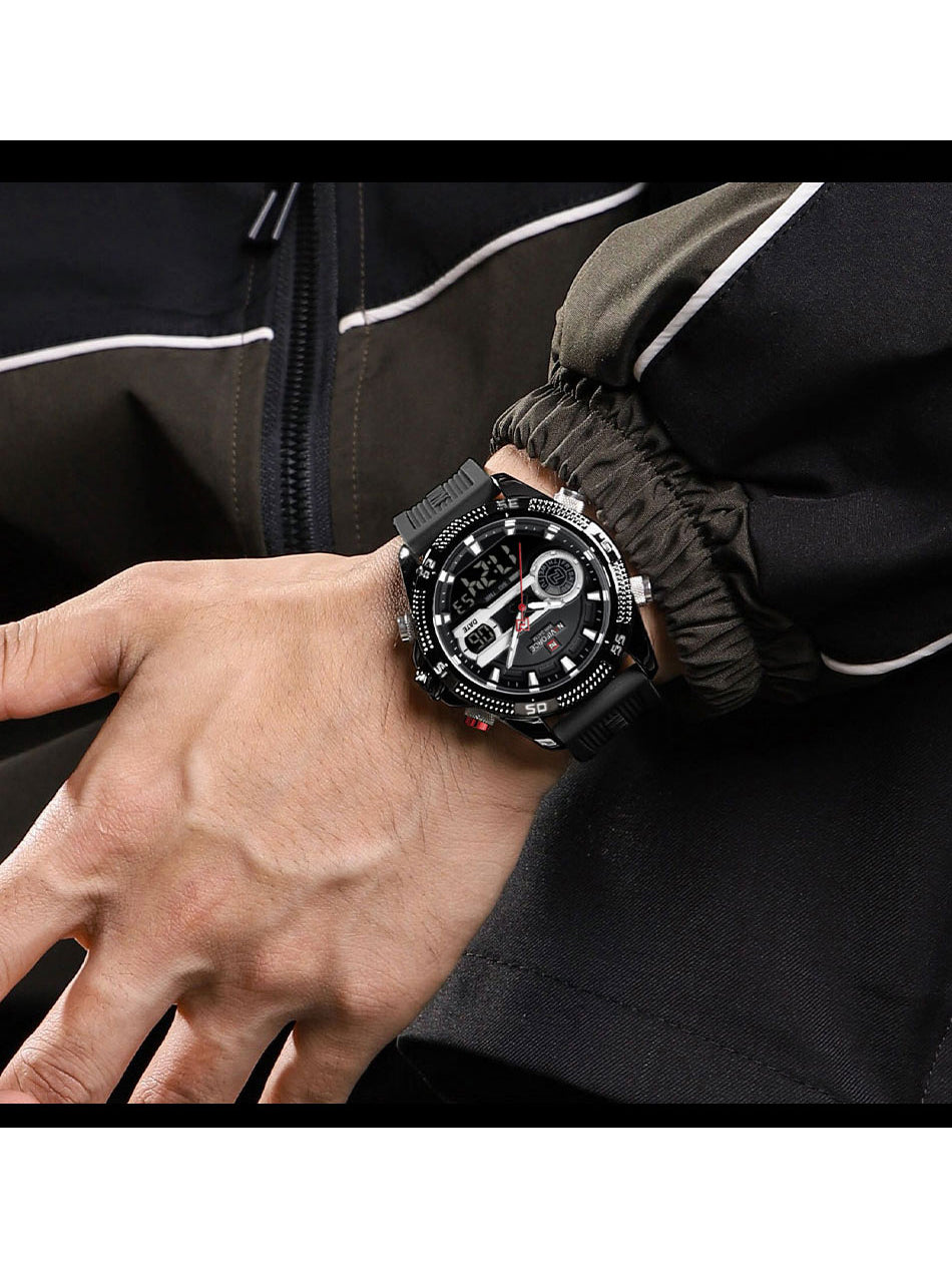 NF9223 Black Silicone strap digi-analog mens watch - NAVIFORCE