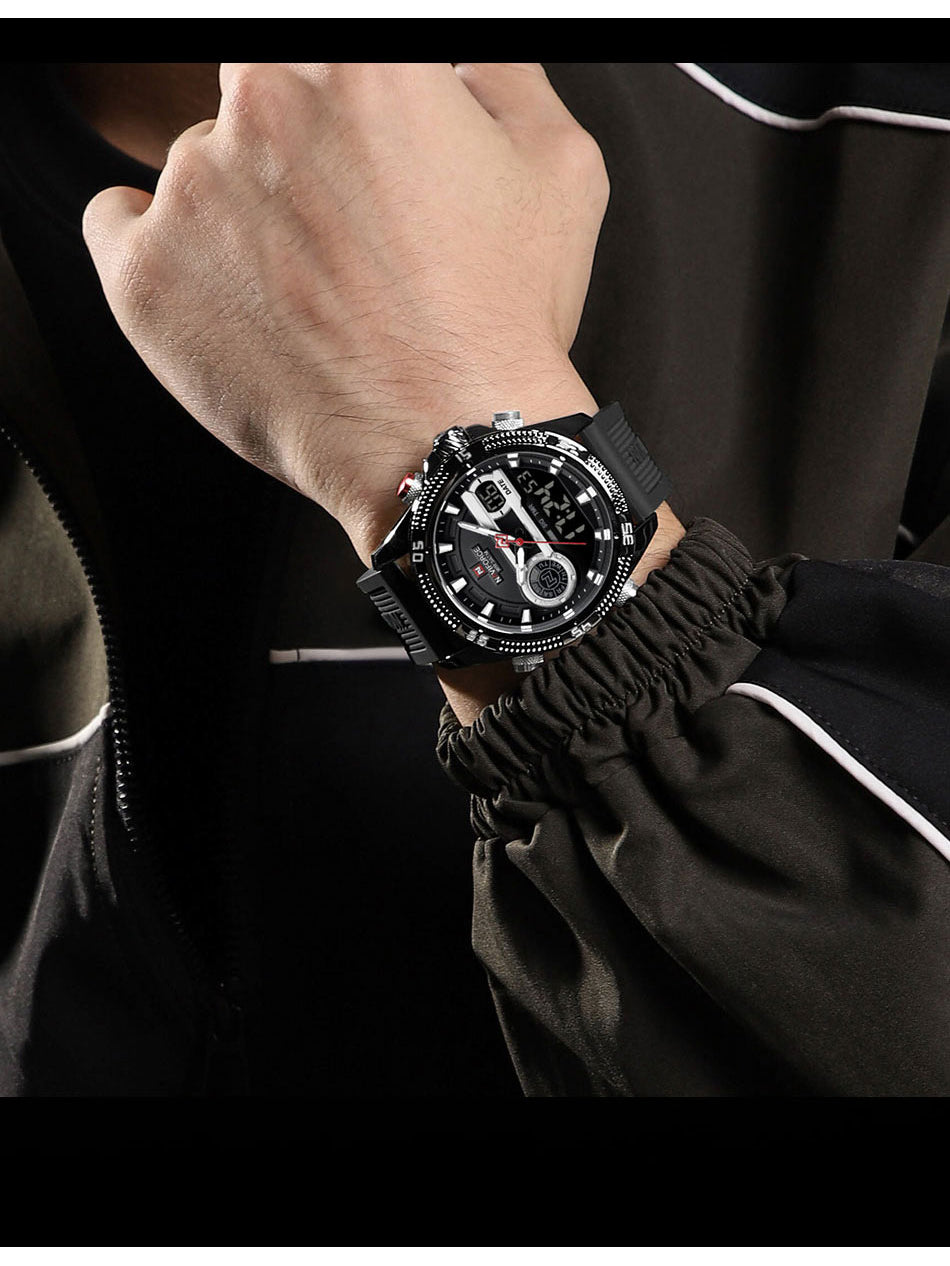 NF9223 Black Silicone strap digi-analog mens watch - NAVIFORCE