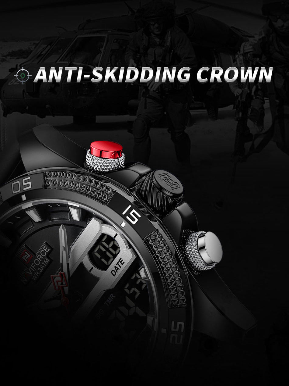 NF9223 Black Silicone strap digi-analog mens watch - NAVIFORCE