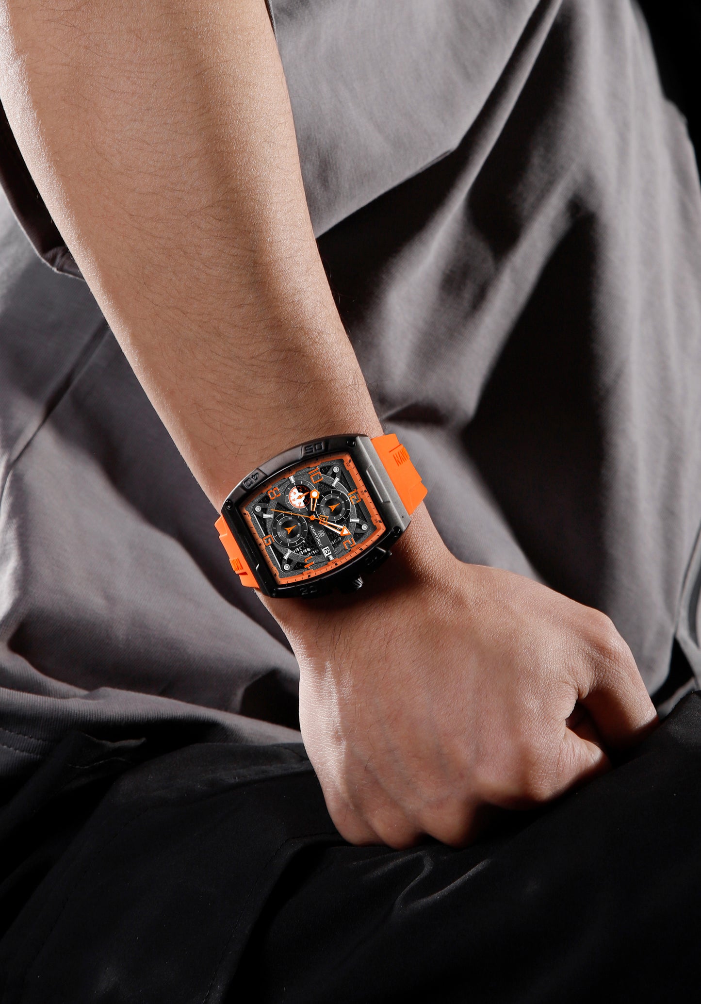 NF8052 Orange Black Chronograph watch for men - NAVIFORCE