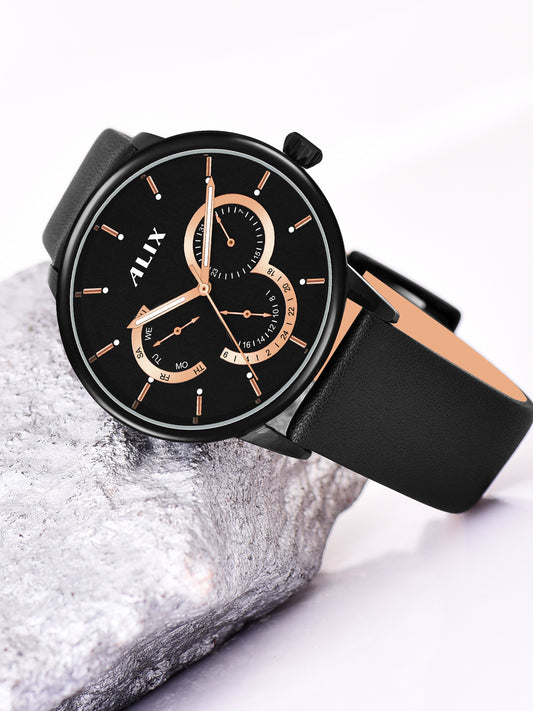 AL3011 Black chronograph analog watch for mens - ALIX