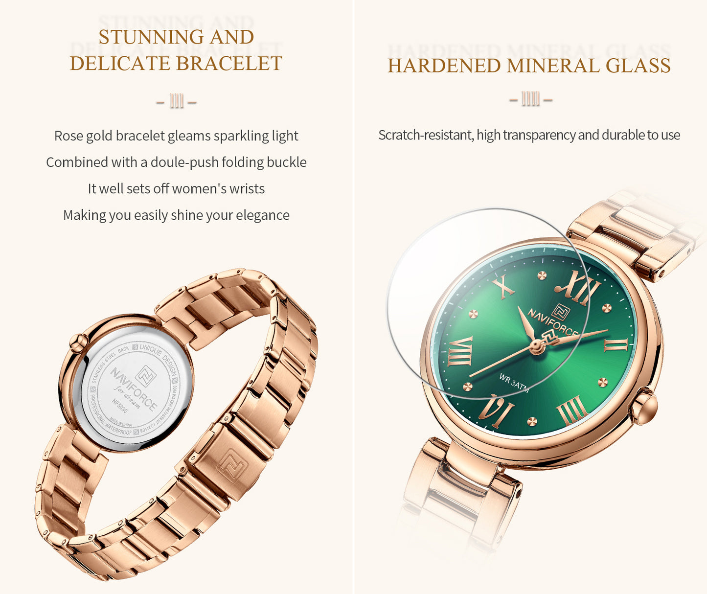 NF5030 Green Dial Stainless Steel Analog Watch