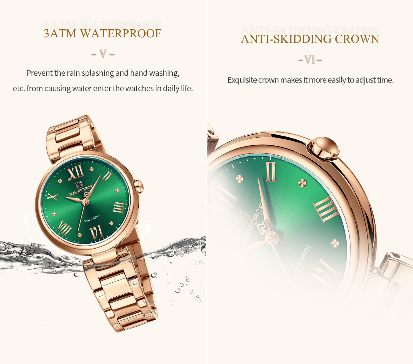 NF5030 Green Dial Stainless Steel Analog Watch