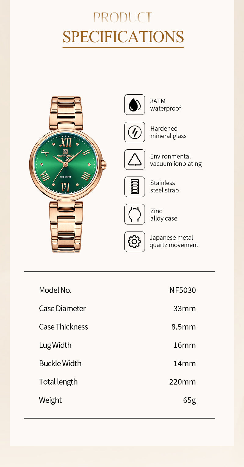 NF5030 Green Dial Stainless Steel Analog Watch