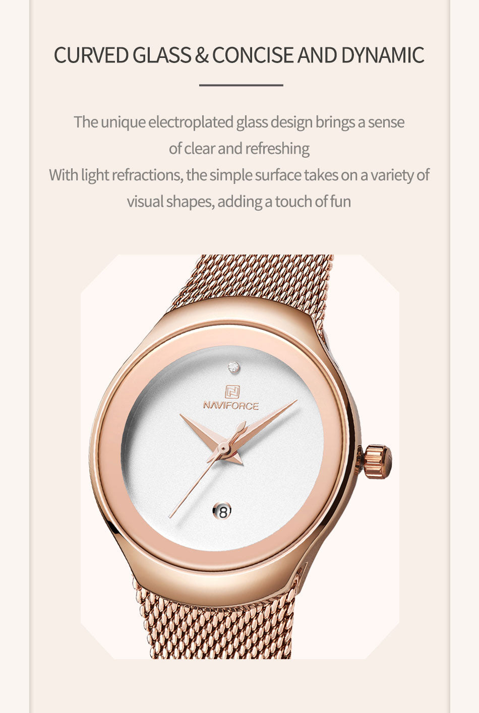 NF5004 Rose White elegant watch for women - NAVIFORCE