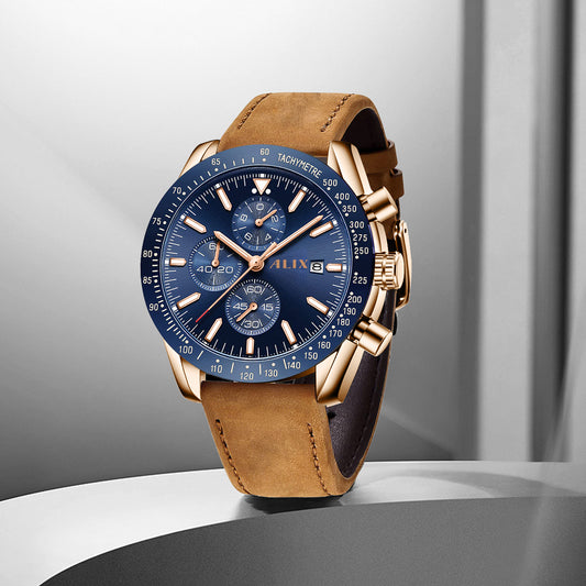 AL3014L Blue Dial With Brown leather strap Analog Watch