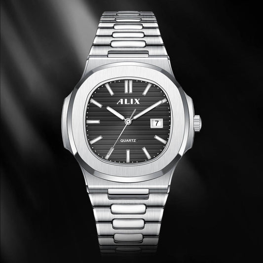 AL3052 Silver&Black dial stainless steel Analog Watch