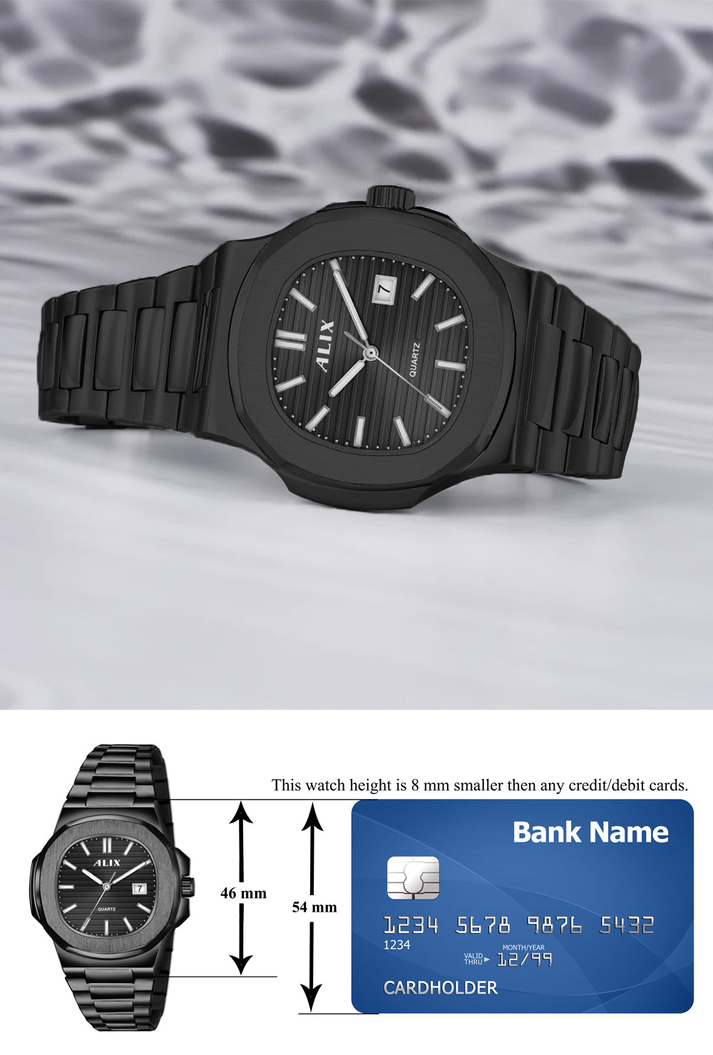 AL3052 Black dial stainless steel Analog Watch