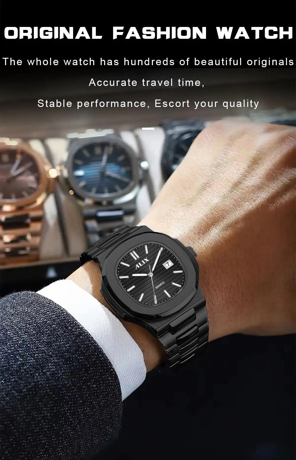 AL3052 Black dial stainless steel Analog Watch