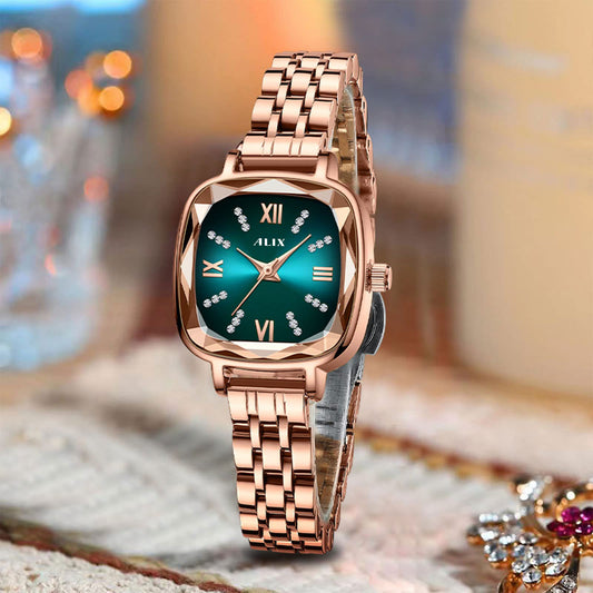 AL2535 Rosegold Blue square dial Analog Watch