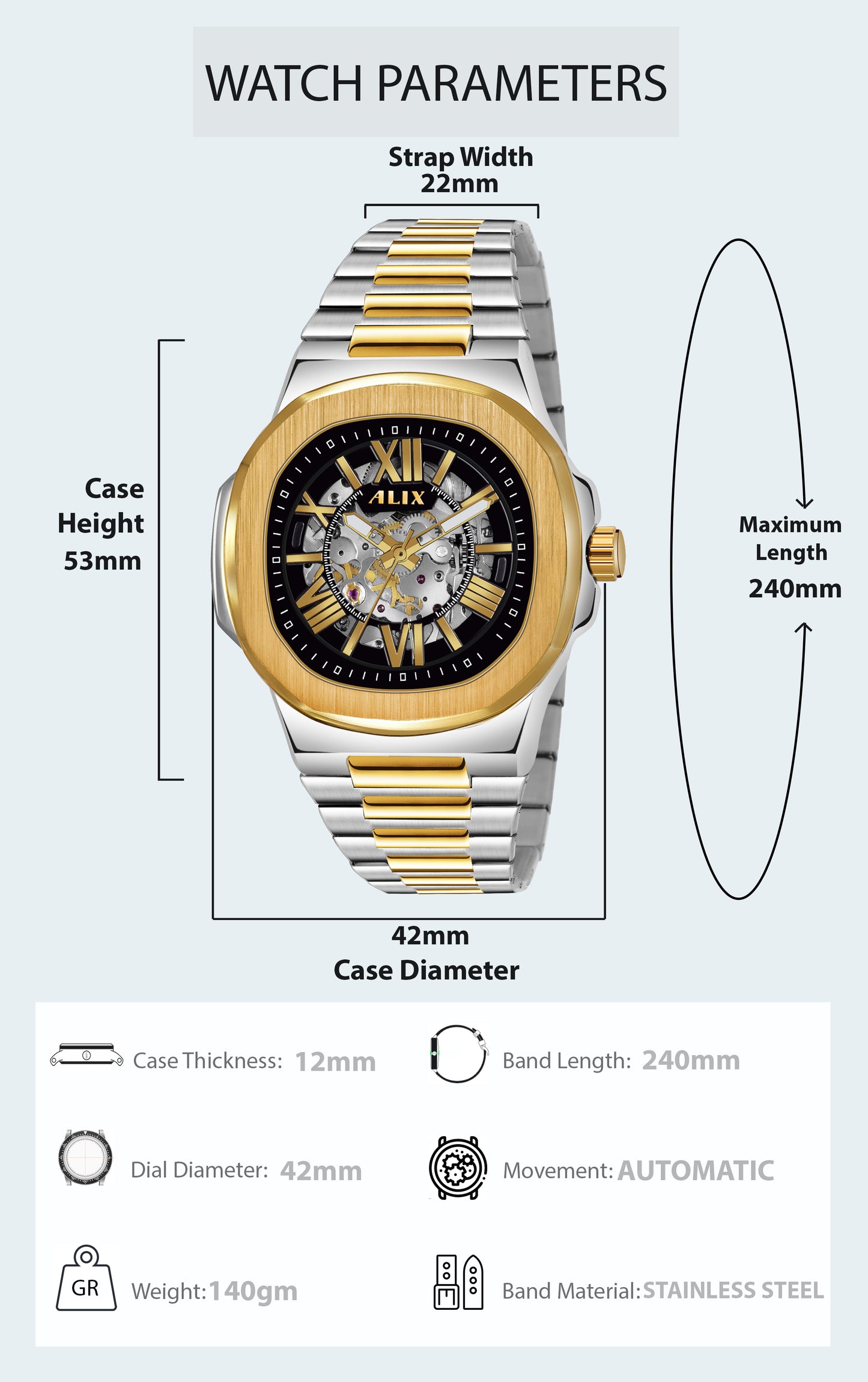 AL2904 Silver-Gold premium Analog Watch