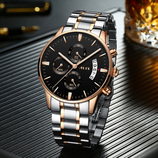 AL2309 Rosegold Steel Strap With chronograph Dial men's Analog Watch