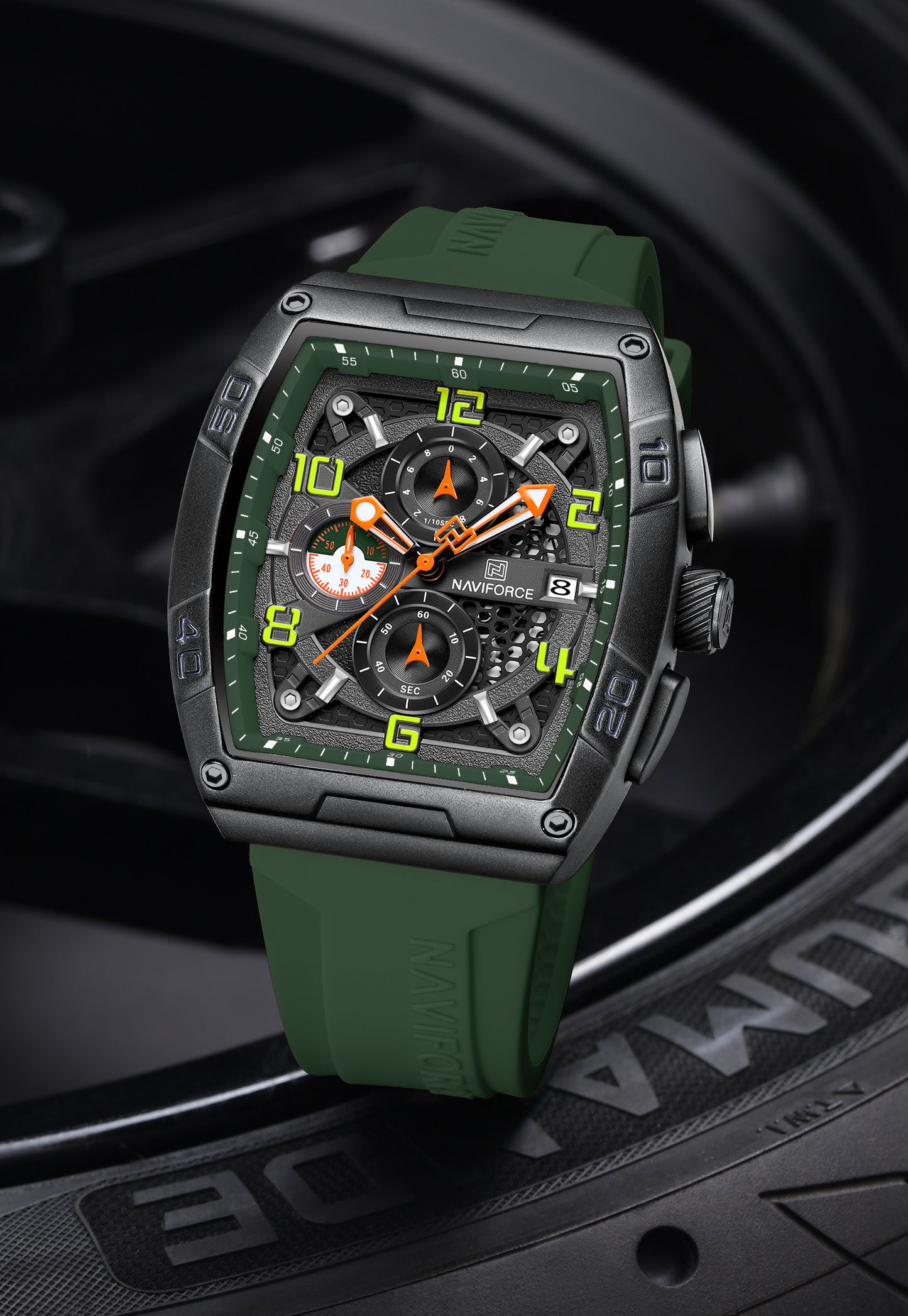 NF8052 Green Black Chronograph watch for men - NAVIFORCE