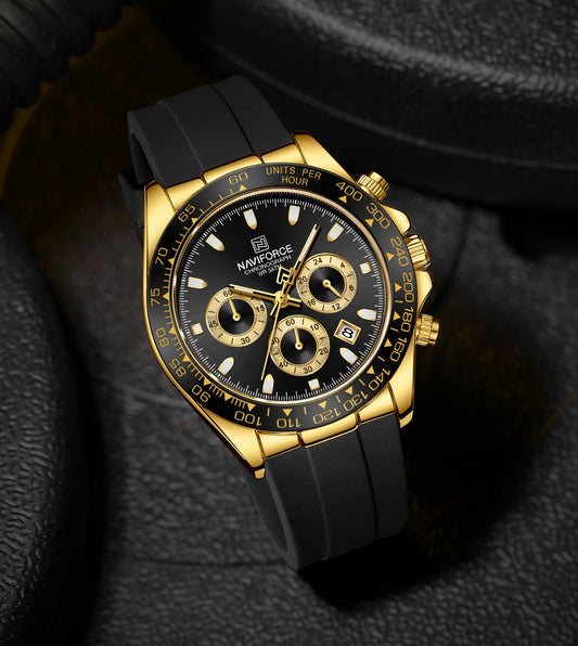 Naviforce NF8054 Black Dial With Silicon Strap Analog watch