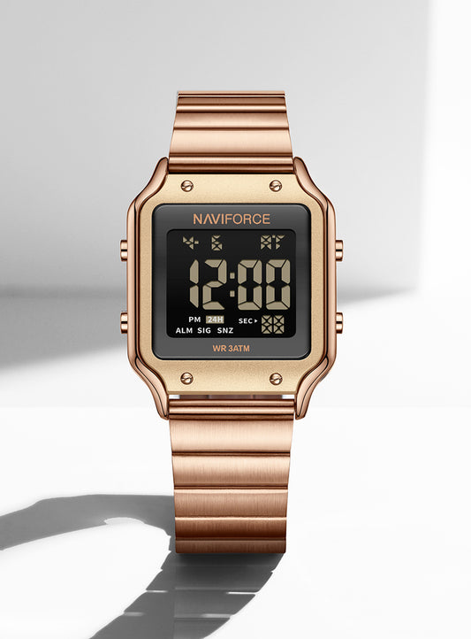 NF5046 Rosegold&Black Large Screen Business Casual Digital Watch