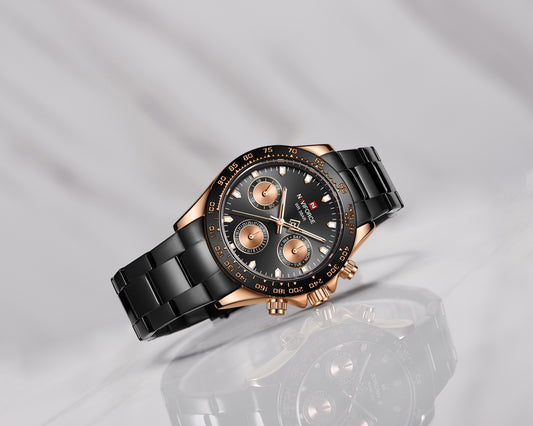 NF9193 Black Rose Gold chronograph men's watch-NAVIFORCE
