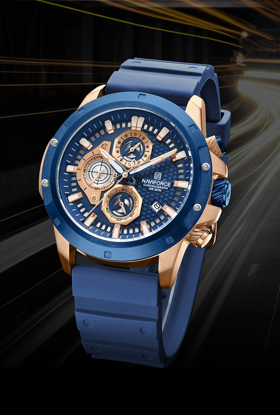NF8036 Blue Chronograph Date Display Analog watch for men - NAVIFORCE