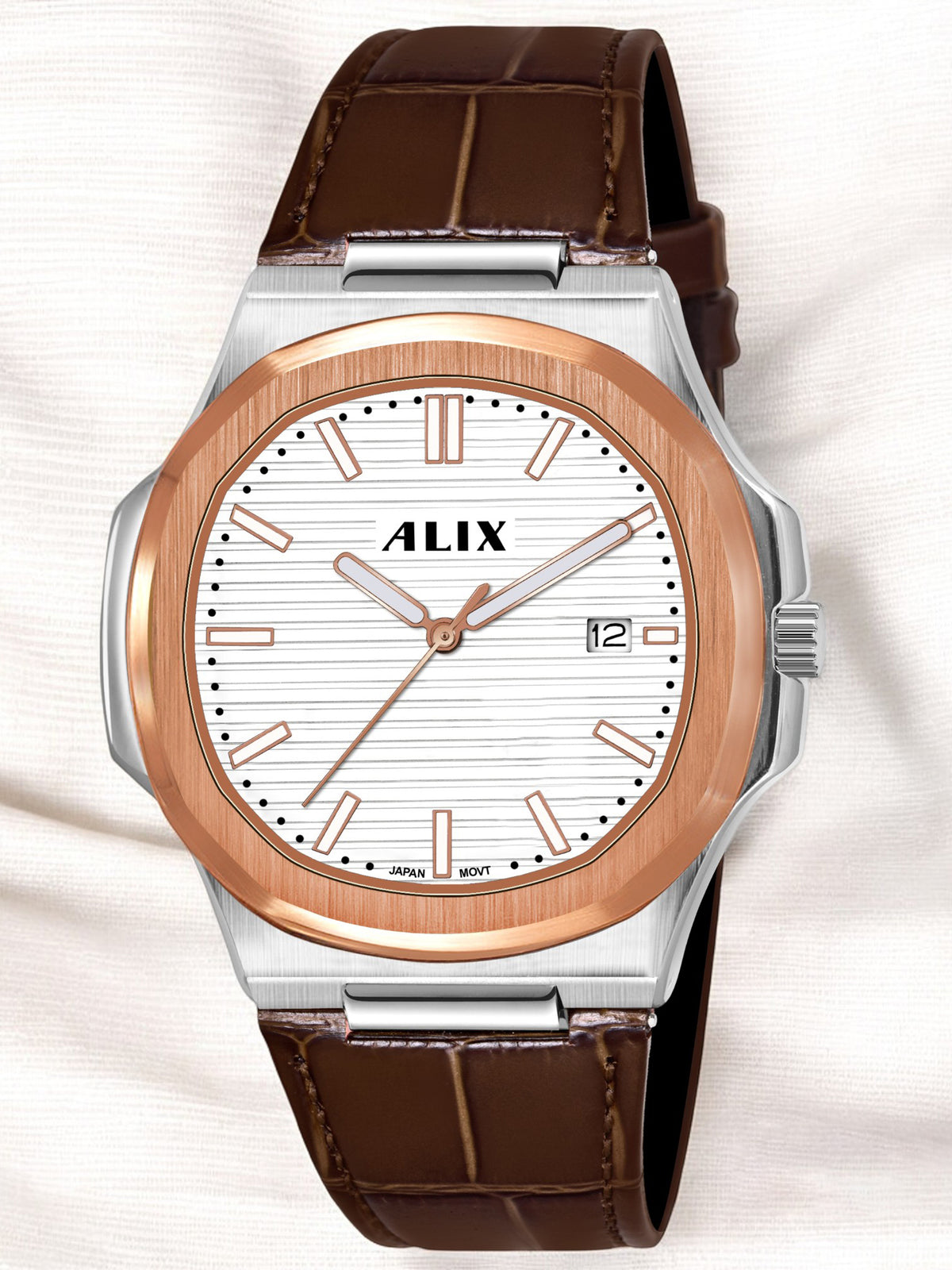 Alx Watch AL2906L Brown Genuine leather strap Analog Watch β Alix Store