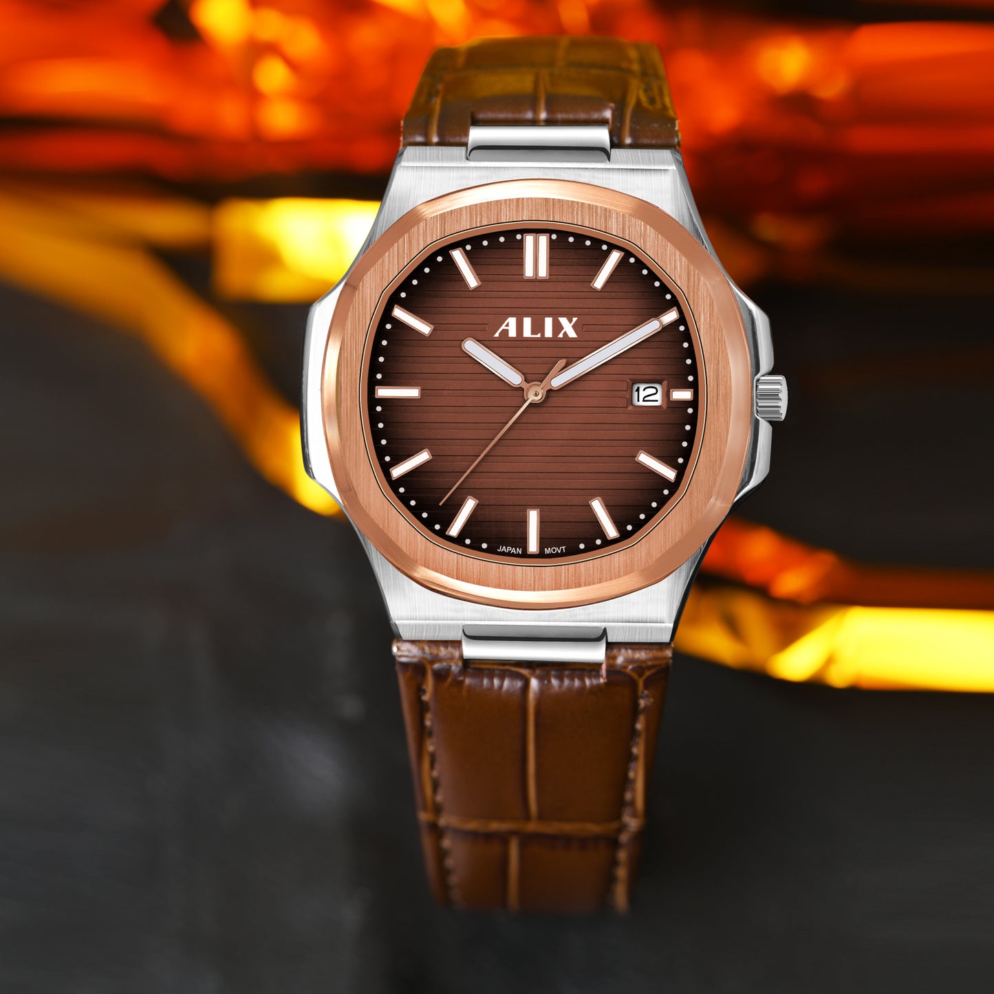 AL2906L Brown Genuine leather strap Analog Watch