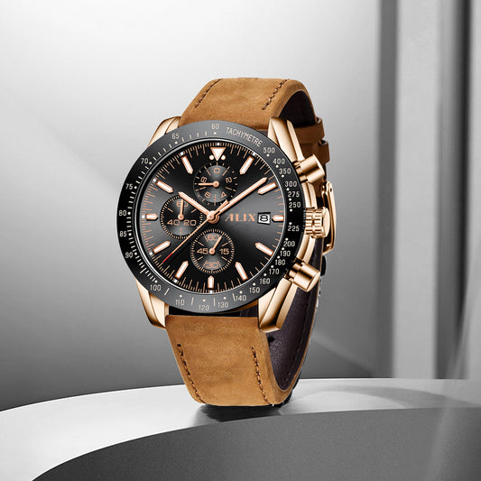 AL3014L Brown leather strap Analog Watch