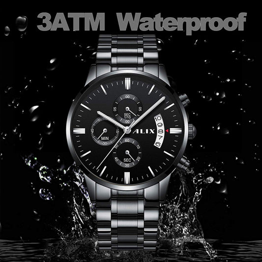 AL2309 Black Steel Strap With chronograph Dial men's Analog Watch