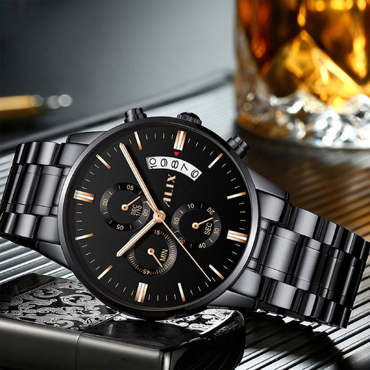 AL2309 Black Steel Strap With chronograph Dial men's Analog Watch