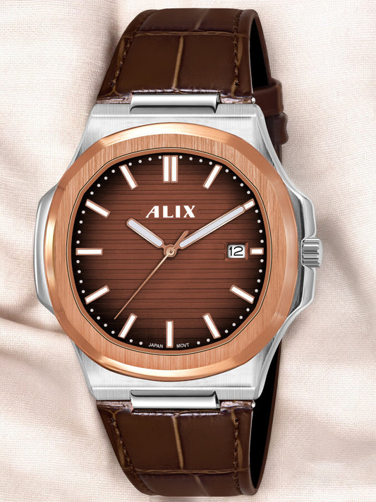 AL2906L Brown Genuine leather strap Analog Watch