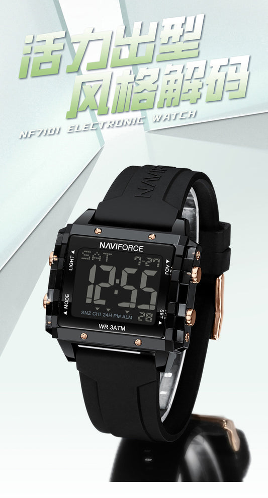 NF7101 Full Black Silicon Strap Digital Watch