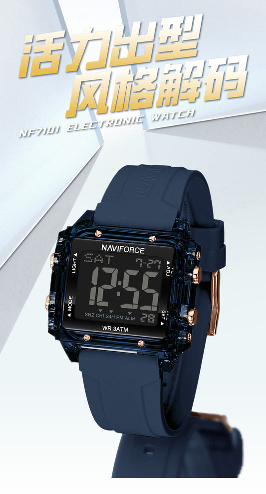 NF7101 Full Blue Silicon Strap Digital Watch