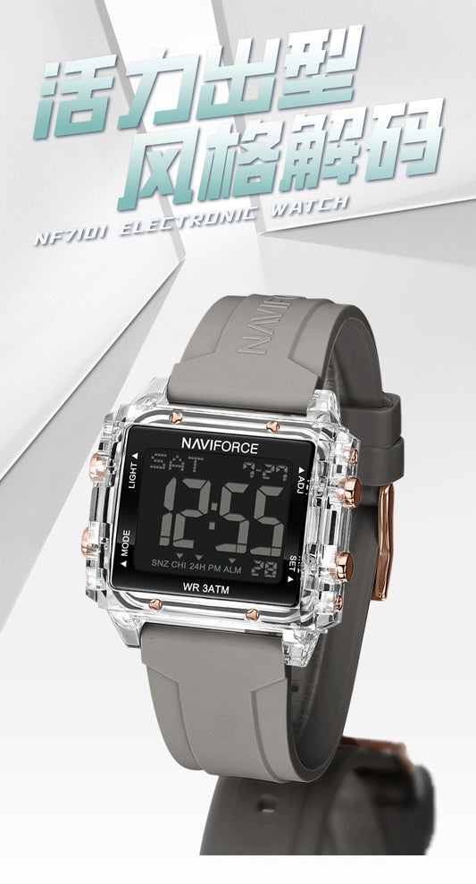 NF7101 Full Gray Silicon Strap Digital Watch